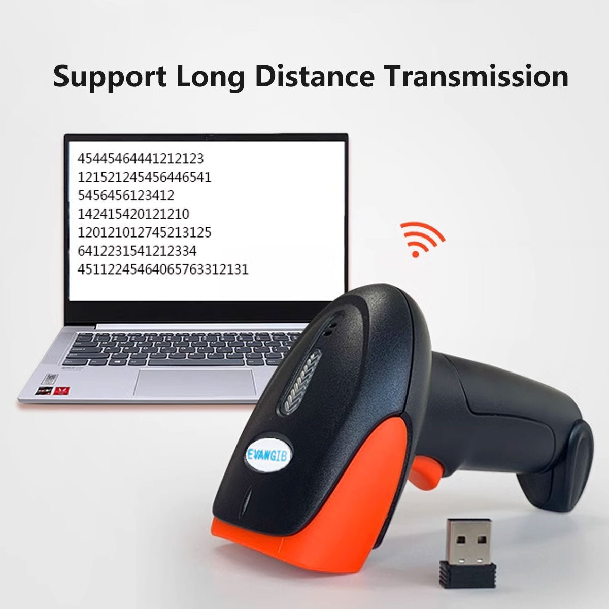 Wireless 2D QR Barcode Scanner Handheld USB Receiver