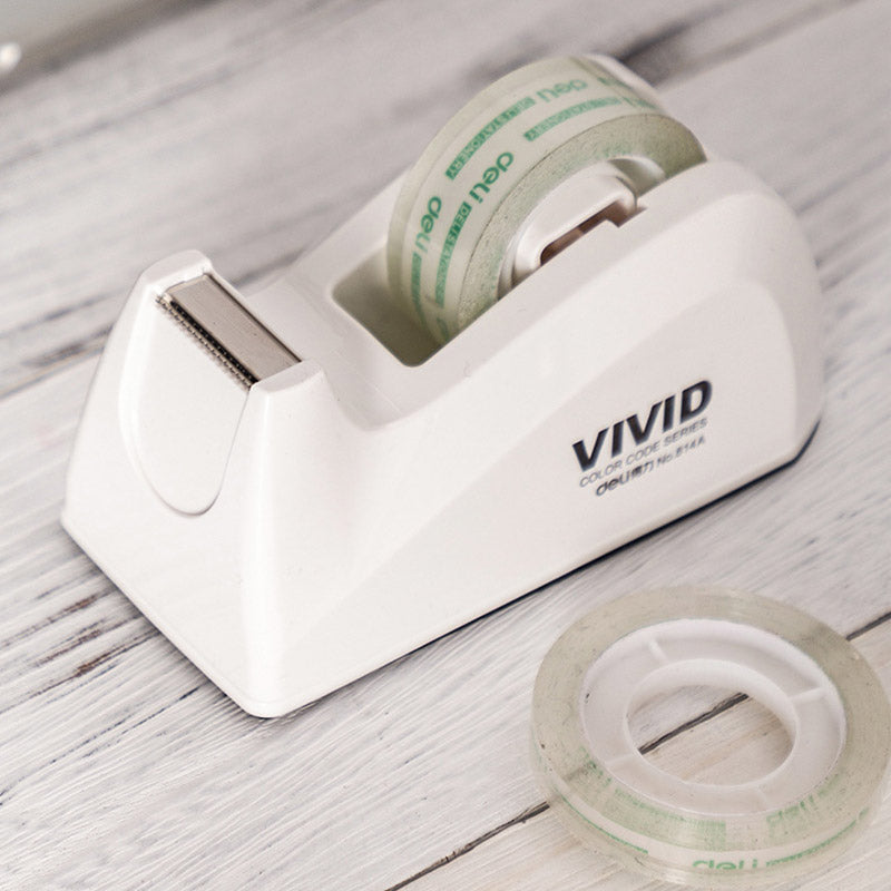 Transparent Desk Tape Dispenser Holder Refillable Tape Cutter
