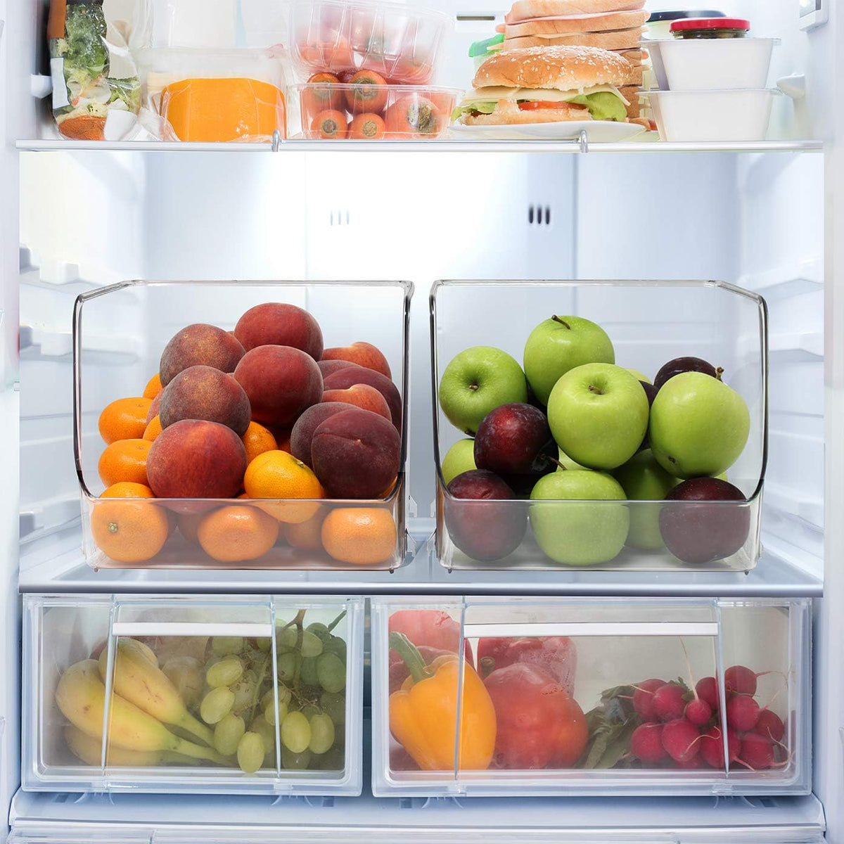 10PCS Clear Plastic Storage Boxes Food Display Organizer Set