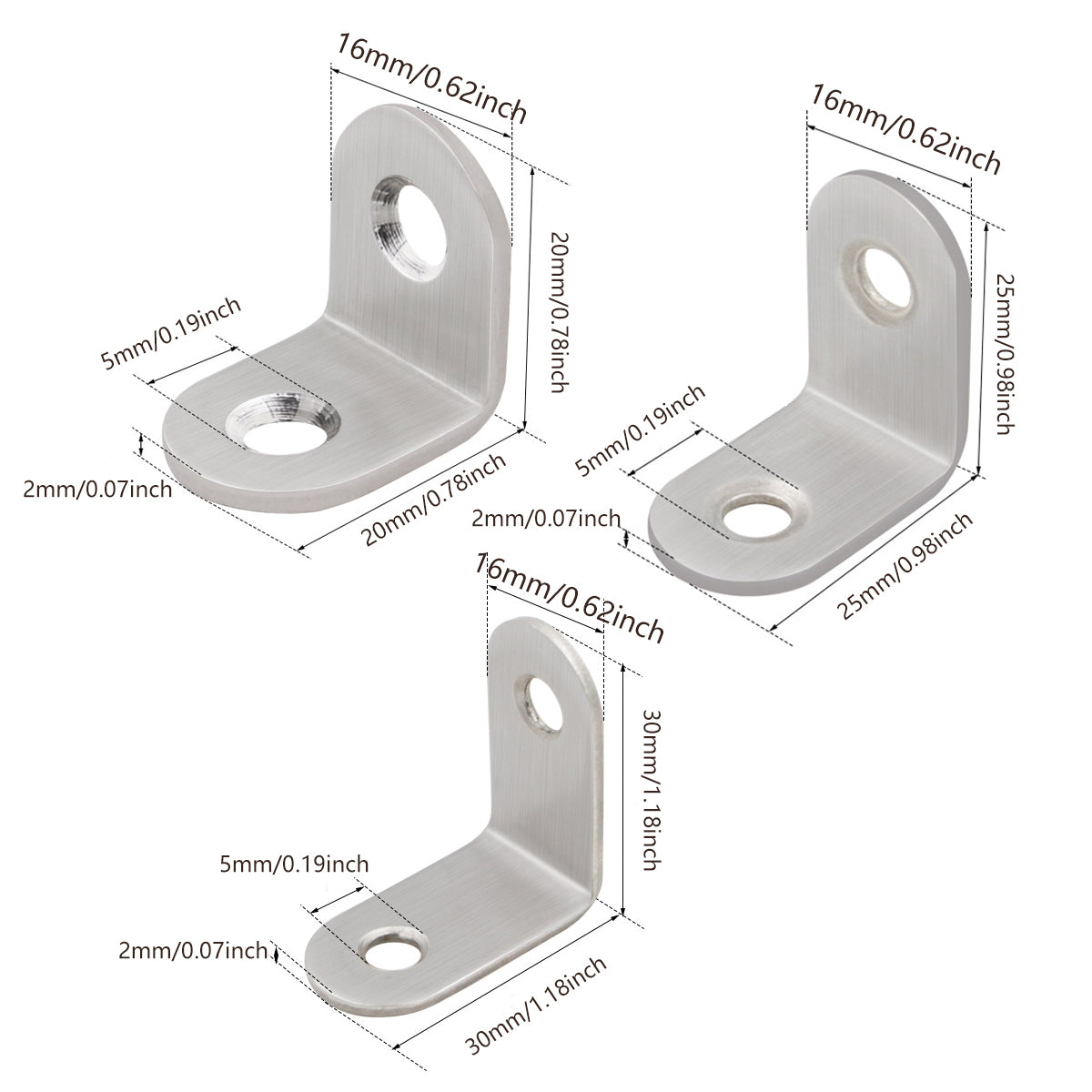 10PCS 90 Degree L-Shaped Angle Brackets Stainless Steel Furniture Support