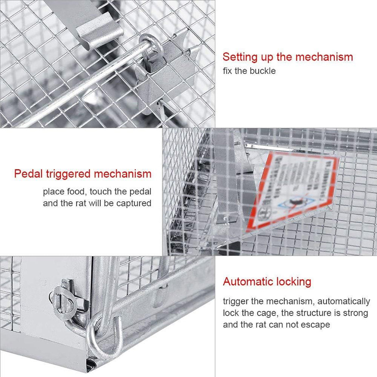 Humane Rat Trap Cage Live Animal Catch Box Stainless Steel