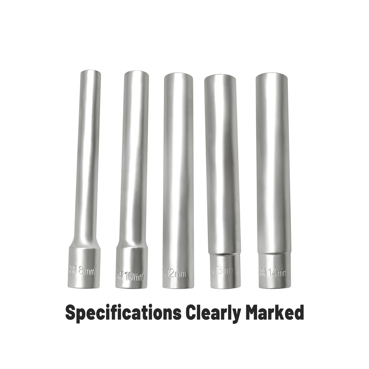 5-Piece Socket Extension Bar Set for Ratchet Wrenches 8–14 mm