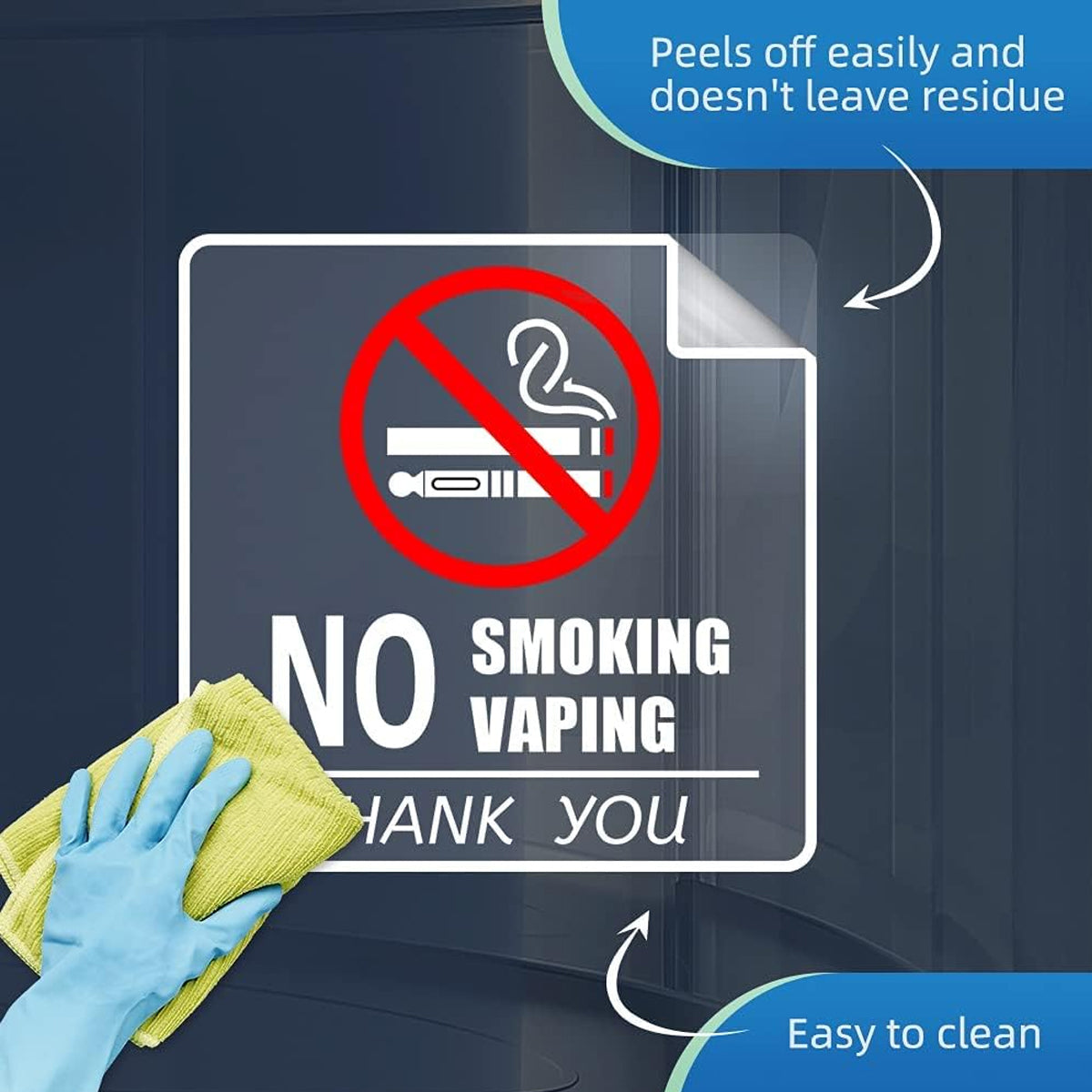 No Smoking Sign Waterproof Removable Safety Sticker Label 10pcs