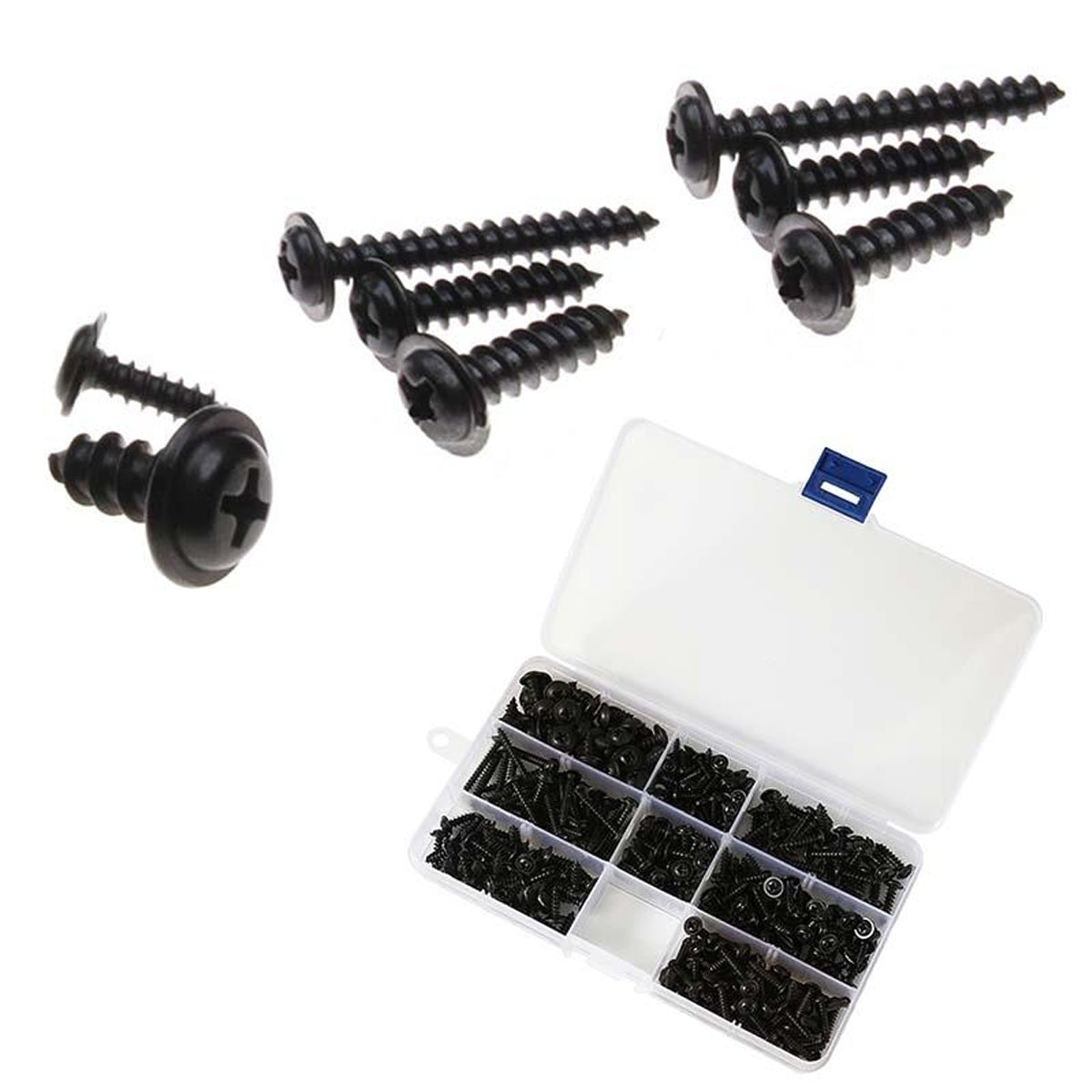 340PCS Black Self-Tapping Screws Assortment for Metal Wood
