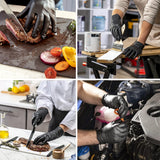 50Pairs Black Nitrile Gloves for Hairdresser Mechanic Chemical Use