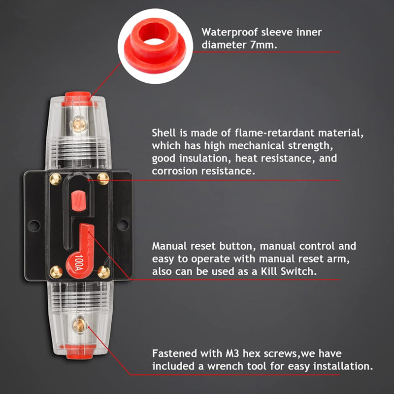 20–150A Waterproof Circuit Breaker Manual Reset 12V/24V
