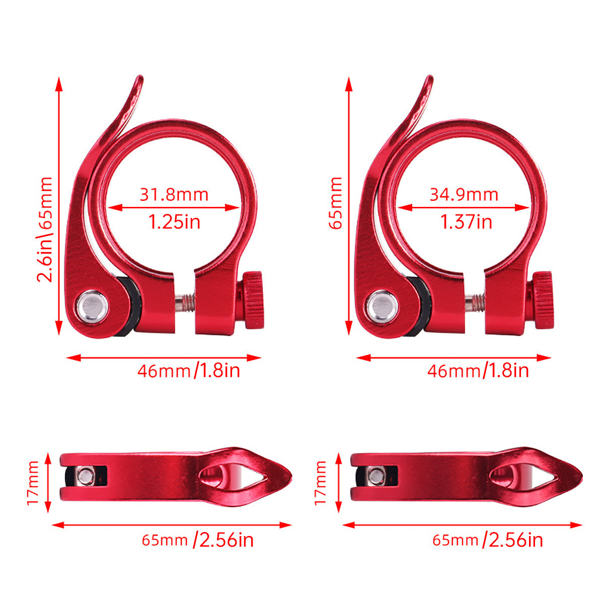 31.8/34.9mm Alloy Quick Release Bike Seat Clamp MTB Road
