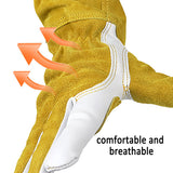 Long Leather Safety Work Gloves with Extended Cuff for Warehouse Maintenance