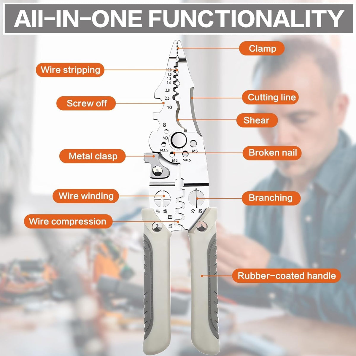 Multifunctional Wire Stripper Cutter Crimper Tool for Professionals