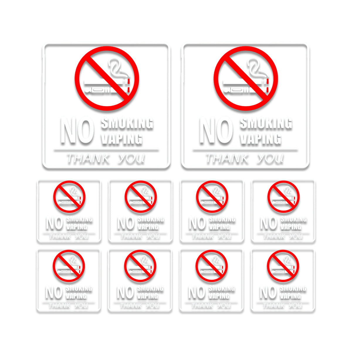 No Smoking Sign Waterproof Removable Safety Sticker Label 10pcs