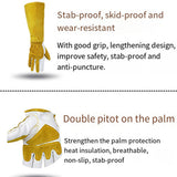 Long Leather Safety Work Gloves with Extended Cuff for Warehouse Maintenance