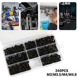 340PCS Black Self-Tapping Screws Assortment for Metal Wood