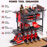 4-Layer Wall-Mounted Power Tool Storage Rack for Drill Screwdriver Organisation