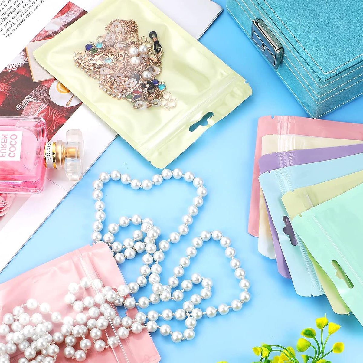 100pcs Macaron Colour Zip Lock Bags Transparent Storage Pouches