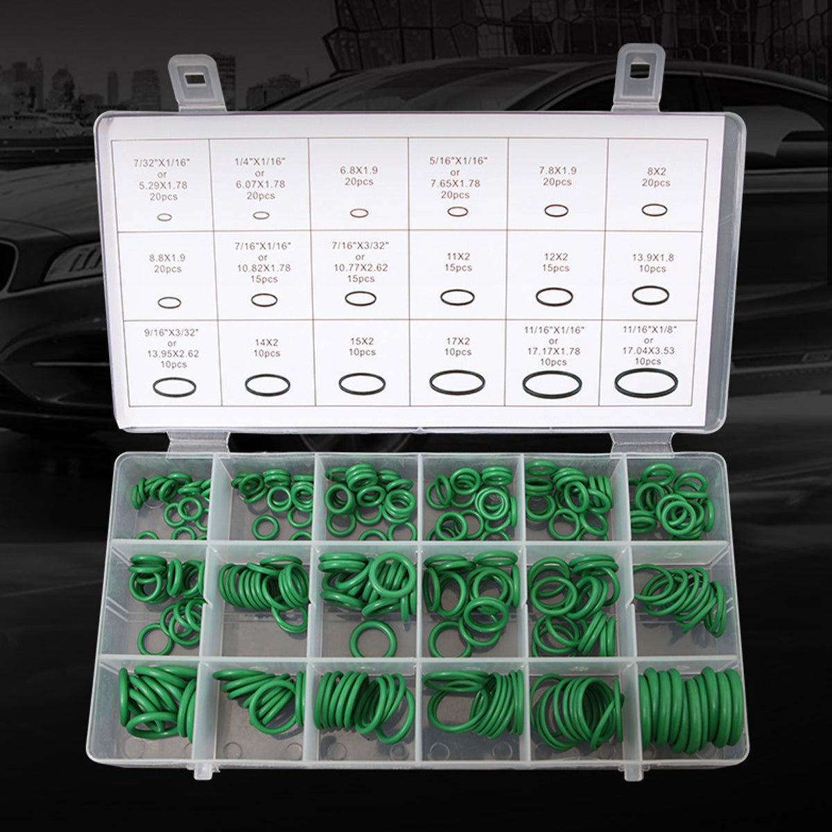 270PCS Automotive Green Rubber O-Ring Seal Repair Kit Set