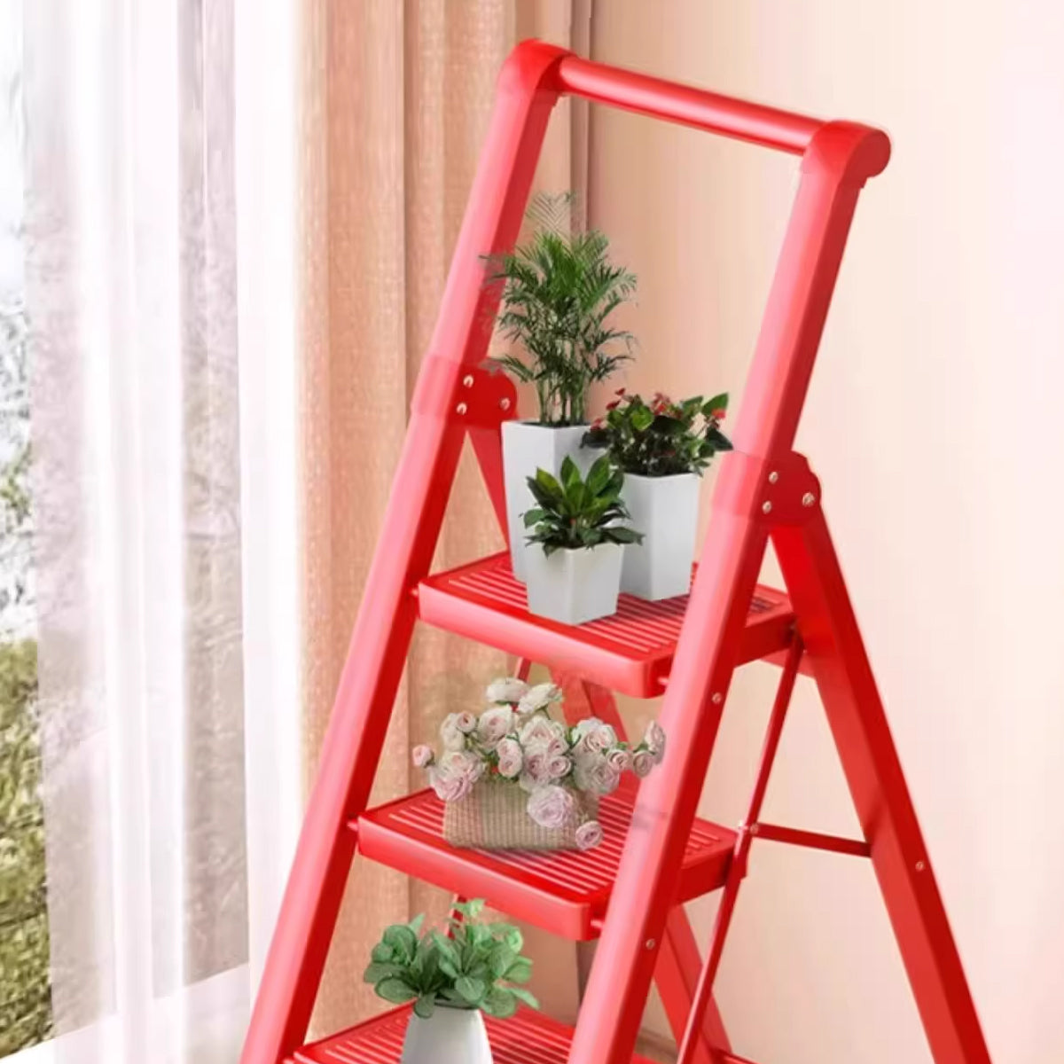 5 Step Folding Carbon Steel Ladder for Home Kitchen Garage