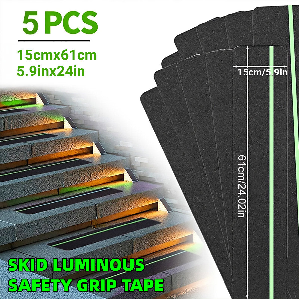 5PCS Non Slip Safety Grip Tape for Stairs Walkways Textured Adhesive