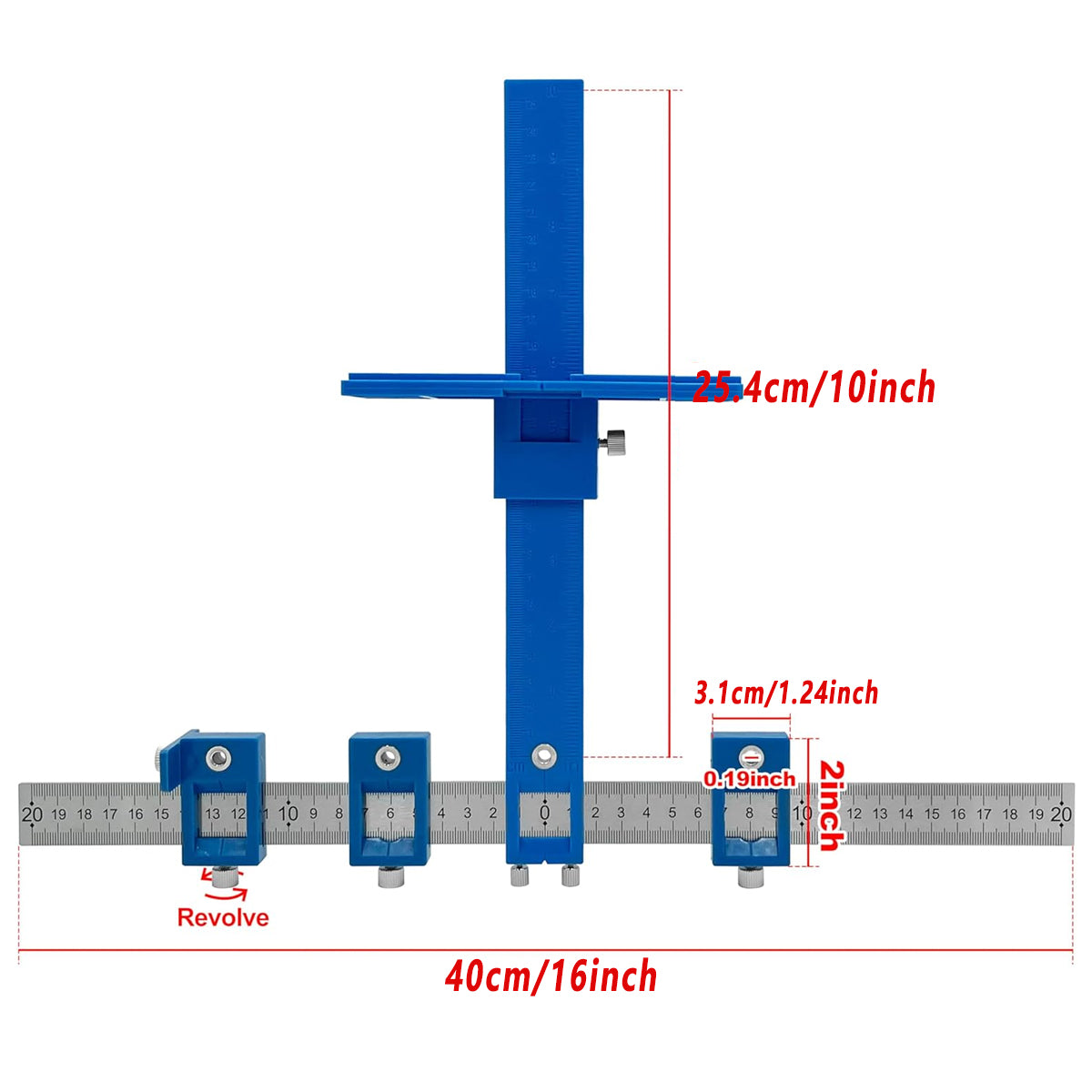 Woodworking Drill Guide Punch Locator Ruler for Furniture Carpentry