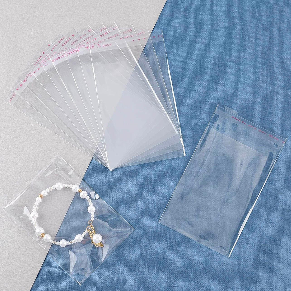 100-1000pcs Clear Self-Adhesive OPP Bags Resealable Plastic