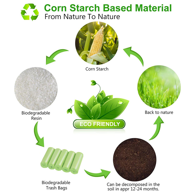Biodegradable Bin Liners Garbage Bags 150/300/1000PCS 2.6-13GL