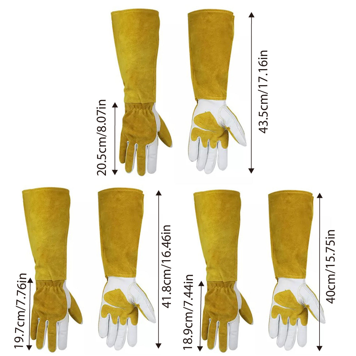 Long Leather Safety Work Gloves with Extended Cuff for Warehouse Maintenance