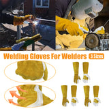 Long Leather Safety Work Gloves with Extended Cuff for Warehouse Maintenance