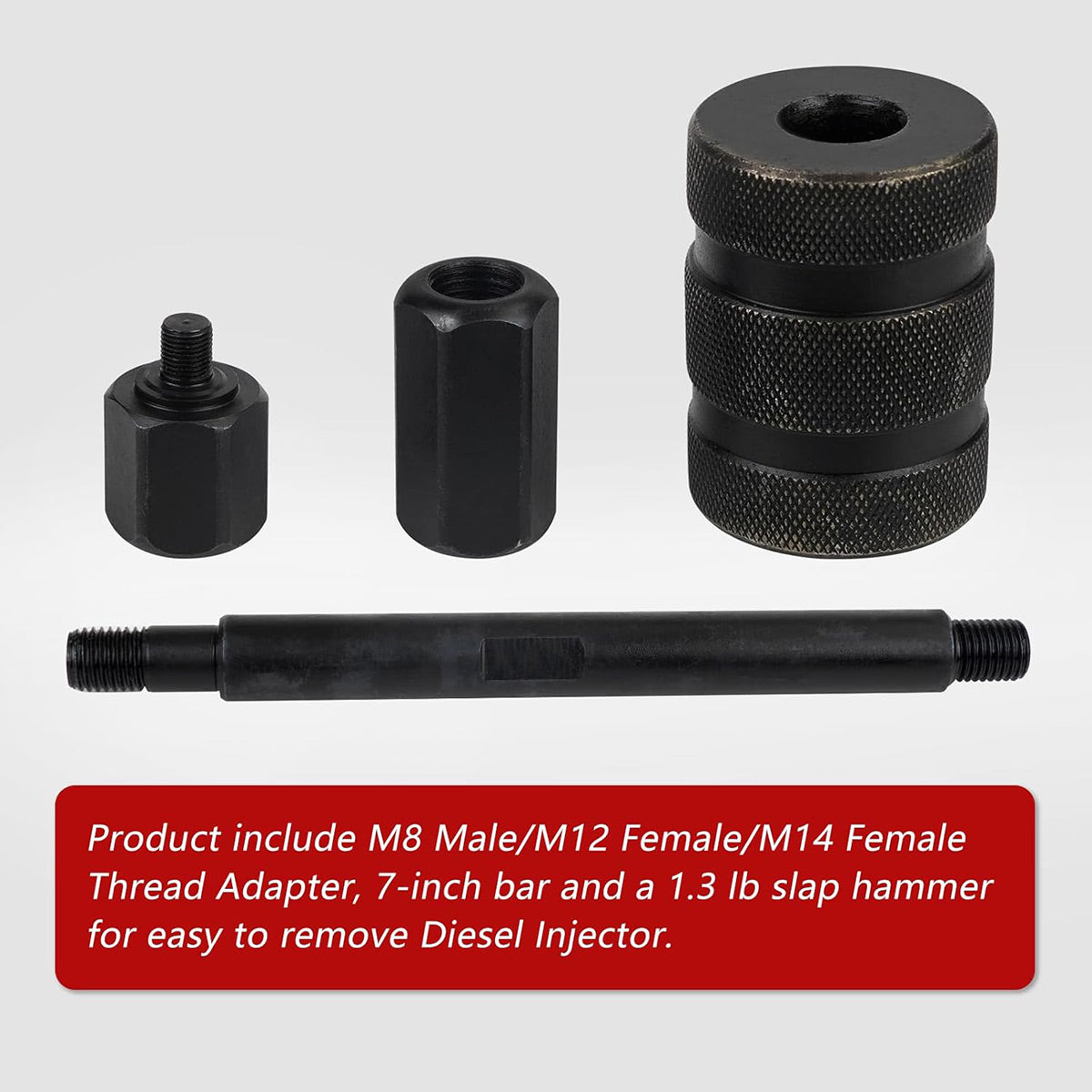 Diesel Injector Removal Tool Set with Sliding Hammer M8–M14
