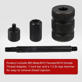 Diesel Injector Removal Tool Set with Sliding Hammer M8–M14
