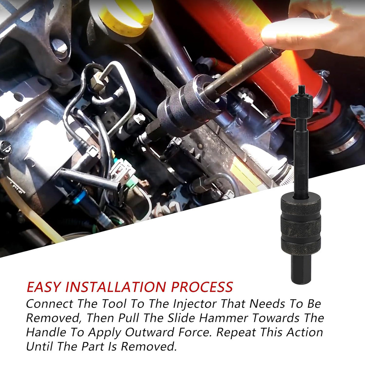 Diesel Injector Removal Tool Set with Sliding Hammer M8–M14