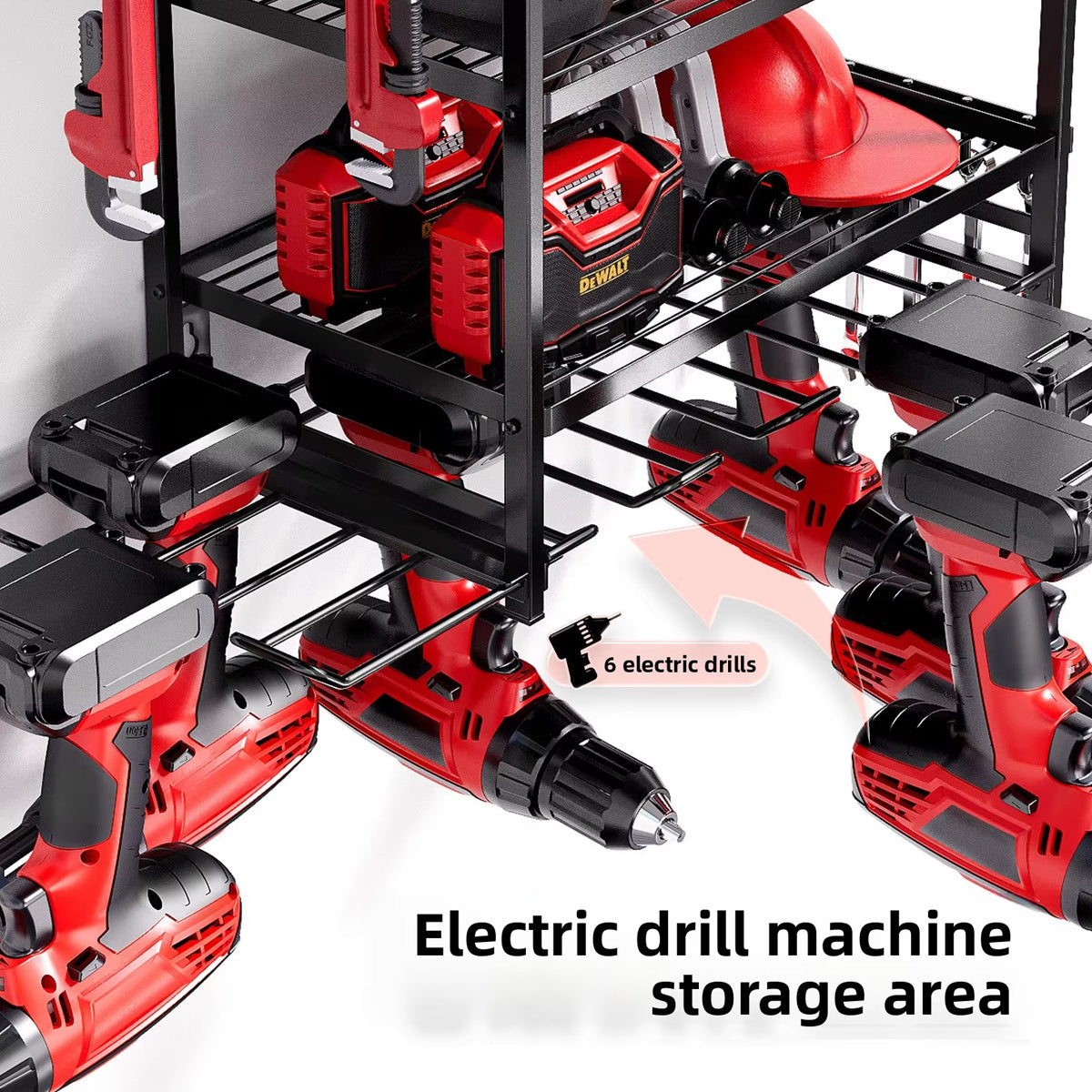 4-Layer Wall-Mounted Power Tool Storage Rack for Drill Screwdriver Organisation