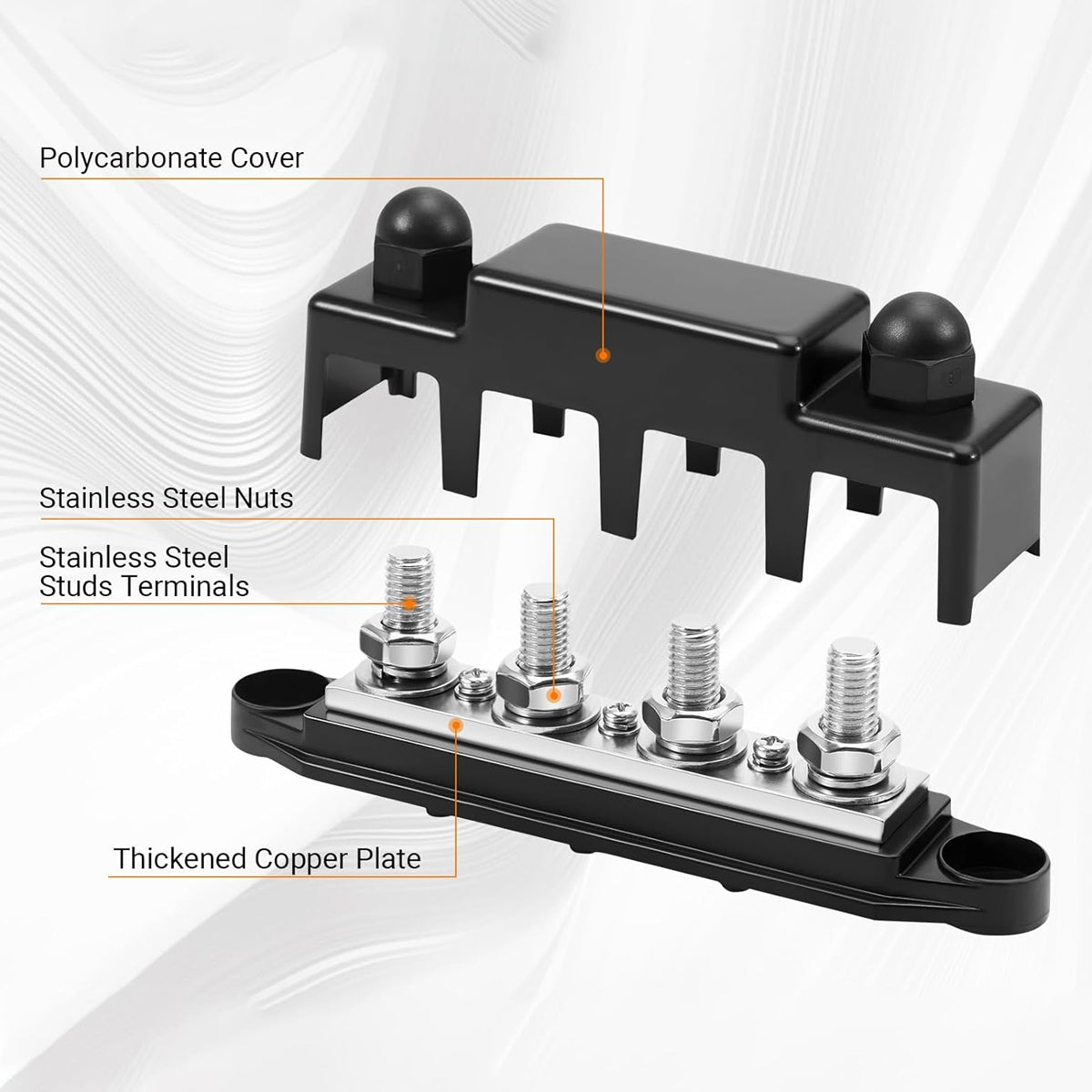 12V M8/M10 Distribution Block Covered Busbar Terminal for Electrical Systems