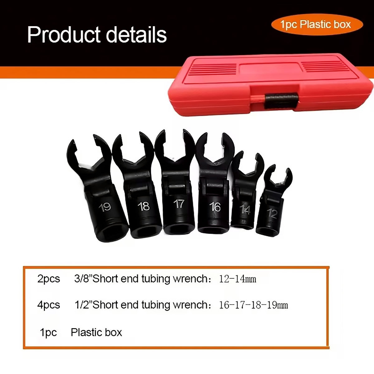 6PCS Fuel Line Wrench Set Swivel Head CR-V for Car Truck