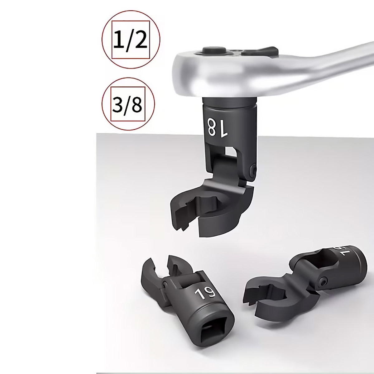 6PCS Fuel Line Wrench Set Swivel Head CR-V for Car Truck