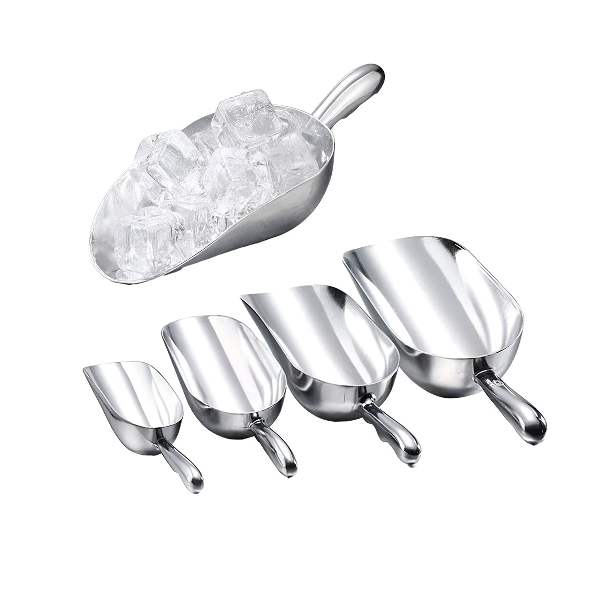 4 Sizes Aluminum Alloy Ice, Flour Rice Scoops Multipurpose