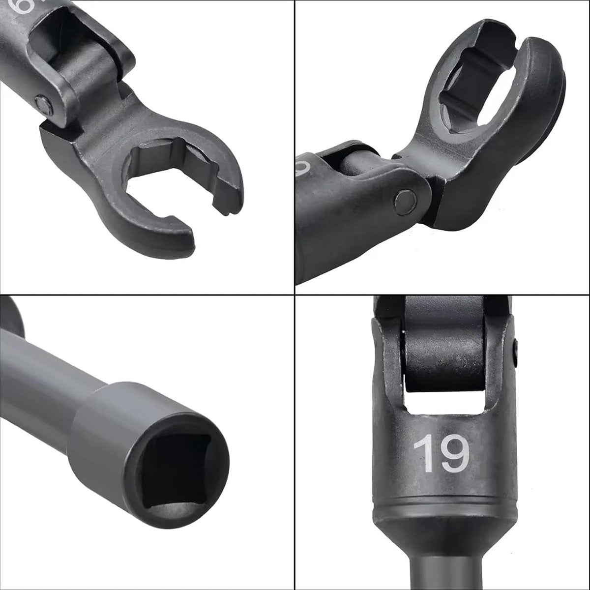 6PCS Flexible Head Fuel Line Wrench Set 12–19mm CR-V Steel