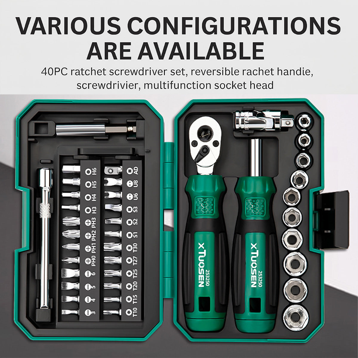 40PCS Portable Ratchet Screwdriver Kit with Magnetic Bit Holder for DIY Repair