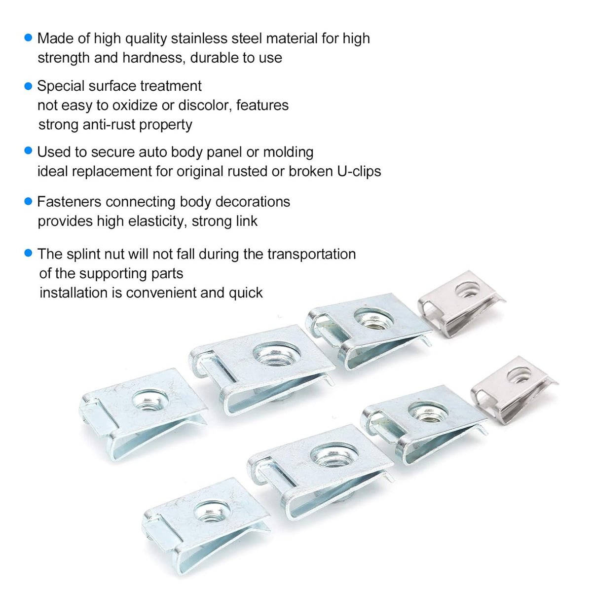 80PCS Stainless Steel M4-M8 Sheet Metal Nut Clips Assortment