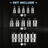 14x E Torx Female Bit Socket Set E4-E24 1/4" 3/8" 1/2"