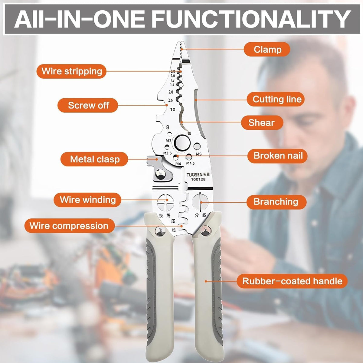 Multifunctional Wire Stripper Pliers Electric Cable Crimper Cutter