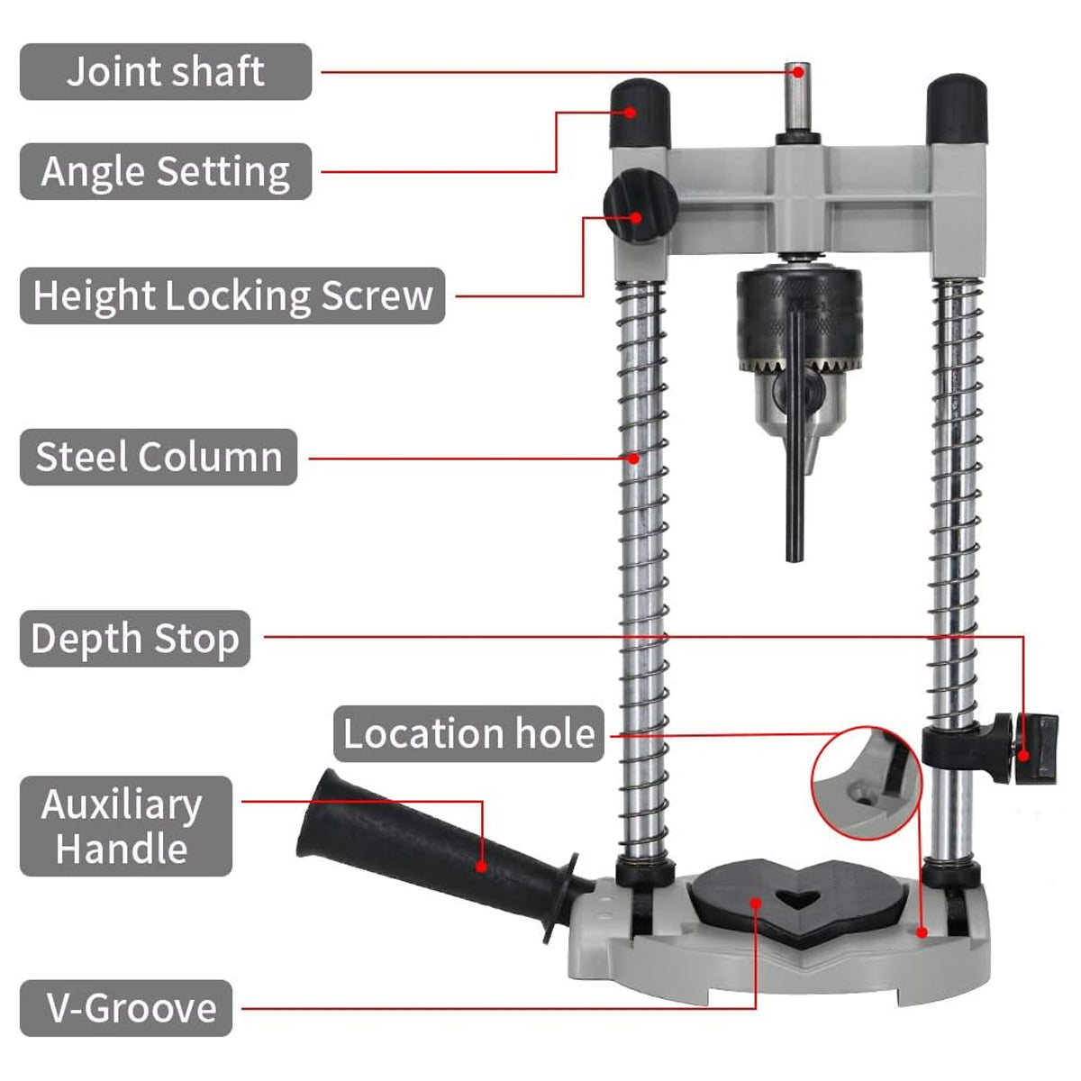 Adjustable Drill Stand Press for Wood and Metal Drilling