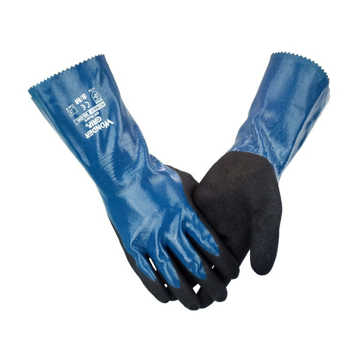 Extended Nitrile Oil Proof Work Gloves 30cm Non Slip Repair Gloves
