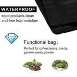 100PCS Black Aluminium Foil Resealable Food Storage Pouches