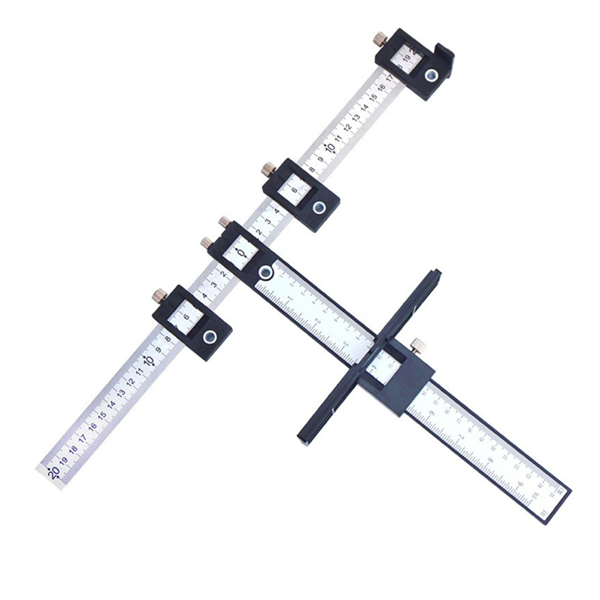 Woodworking Drill Guide Punch Locator Ruler for Furniture Carpentry