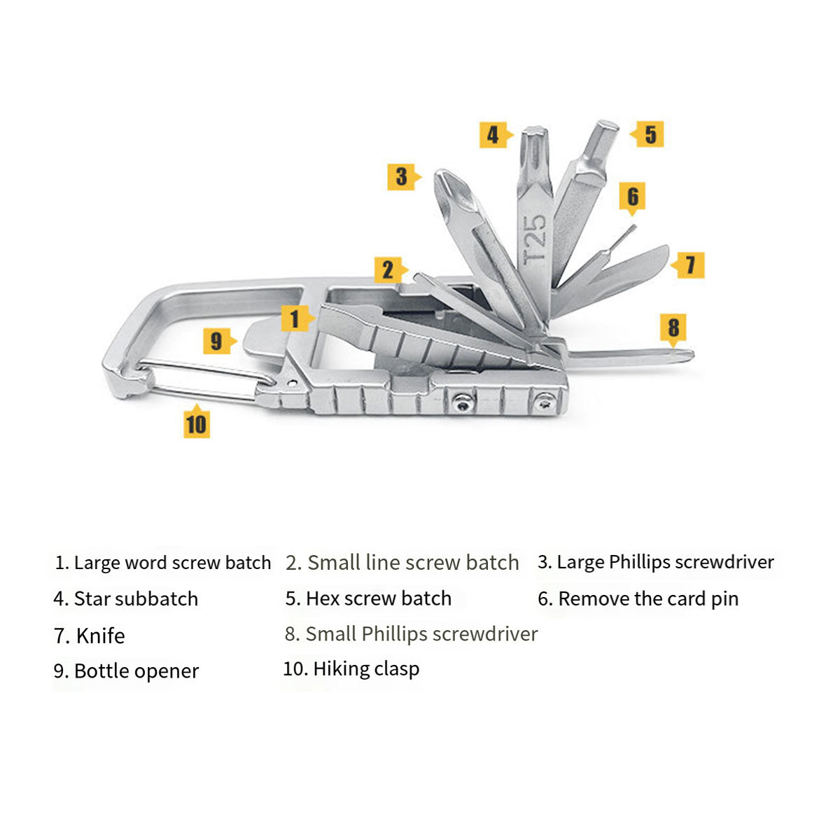 12-in-1 Stainless Steel Keychain Multitool Folding Camping Tool