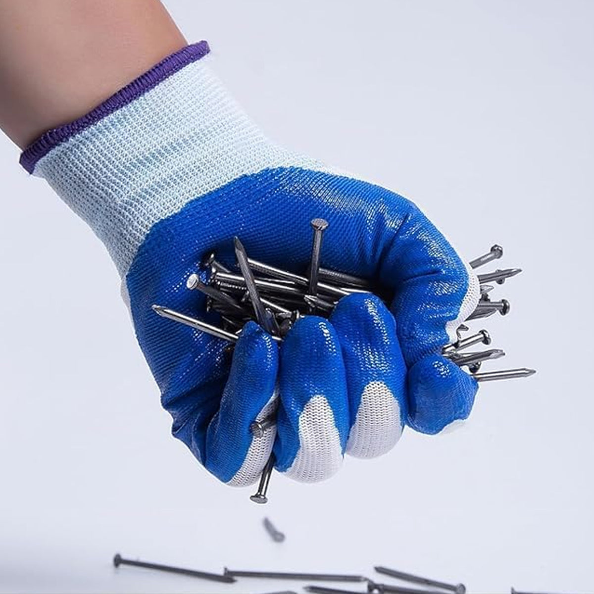 12 Pairs Anti Slip Nitrile Coated Work Gloves Wear Resistant Safety Gloves