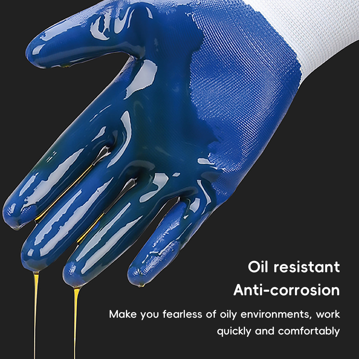 12 Pairs Anti Slip Nitrile Coated Work Gloves Wear Resistant Safety Gloves