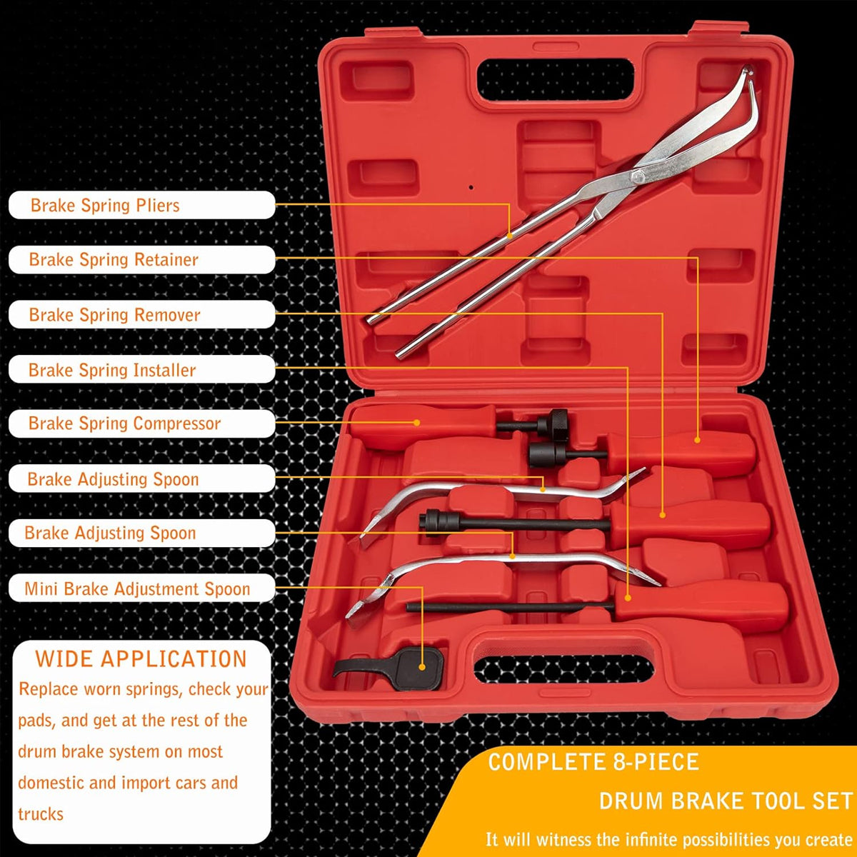 8PCS Brake Repair Tool Set for Pad Caliper and Spring Service