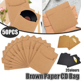 50PCS Kraft Paper CD Envelopes Brown Card Document Holders