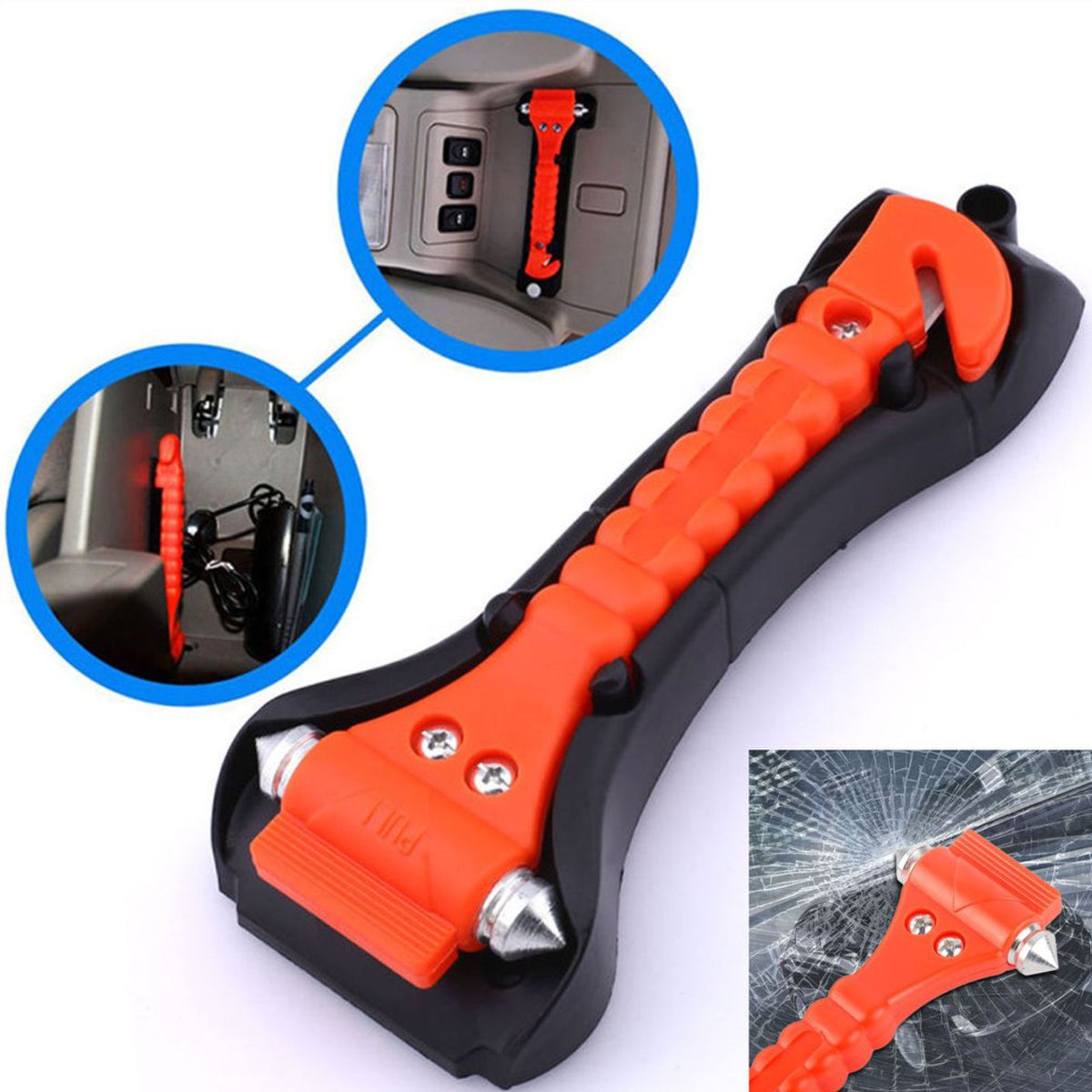 2-Pack Car Safety Hammer Window Breaker Seatbelt Cutter