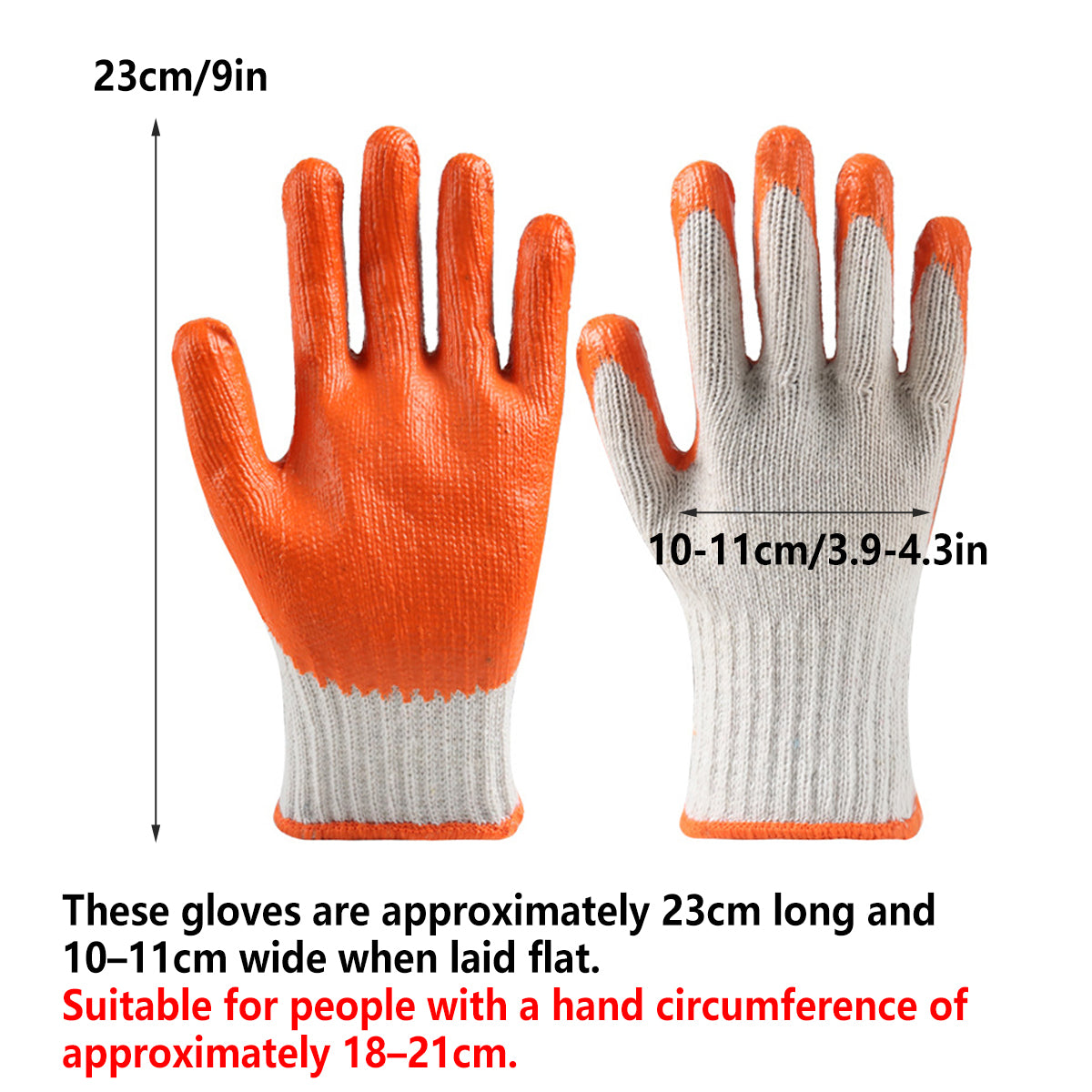 12 Pairs Latex Coated Anti Slip Work Gloves Wear Resistant
